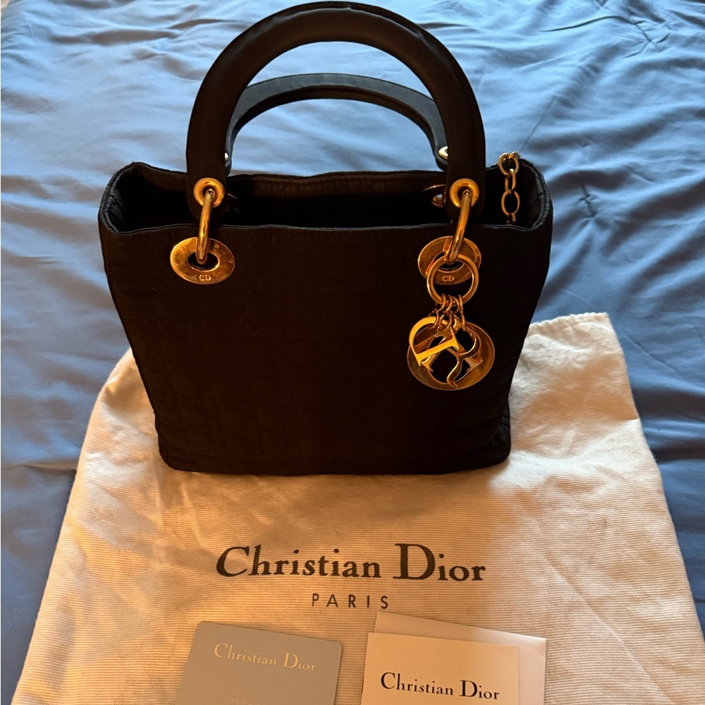 Christian Dior Lady 
Handbag Tote Bag in Black Nylon